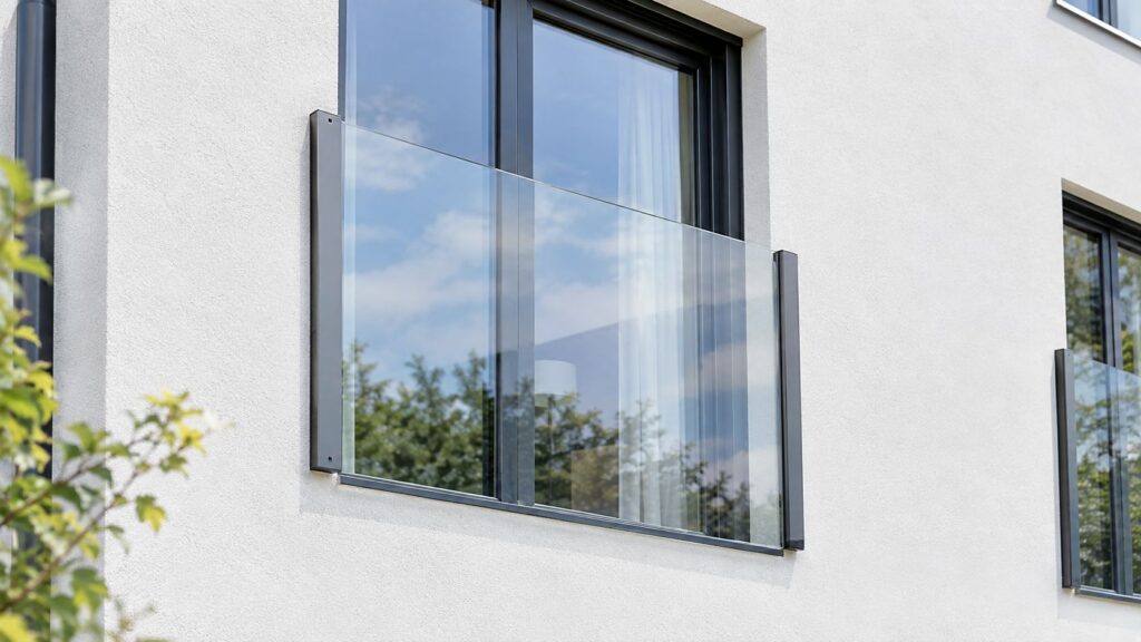 Modern Facade with Glass Juliet Balcony