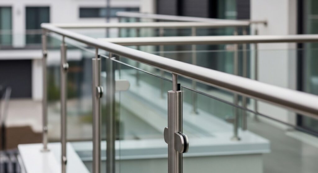 Modern Stainless Steel and Glass Balustrade on a home's Balcony